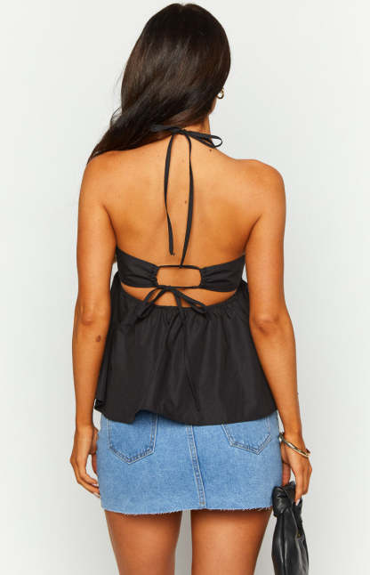 Axl Black Halter Top-Vavasi.All Rights Reserved.