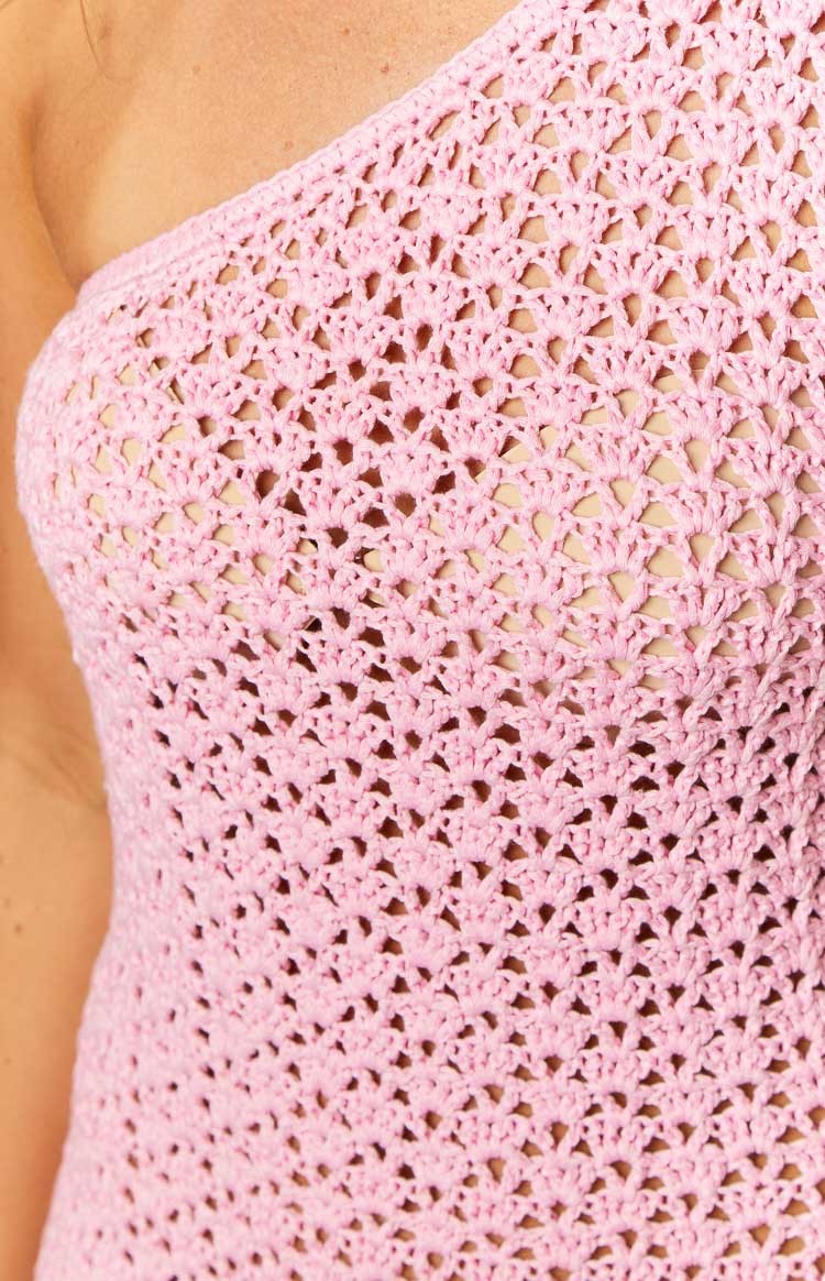 Ayse Pink Crochet Mini Dress-Vavasi.All Rights Reserved.