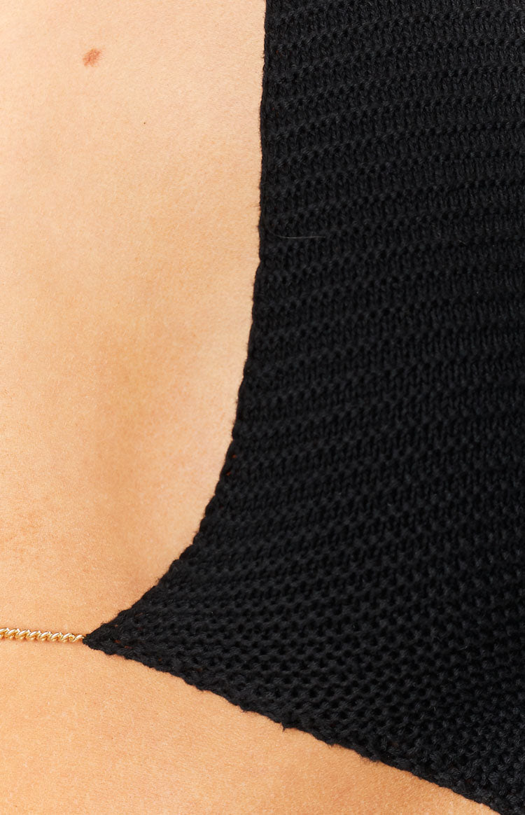 Aziel Black Knit Halter Top-Vavasi.All Rights Reserved.
