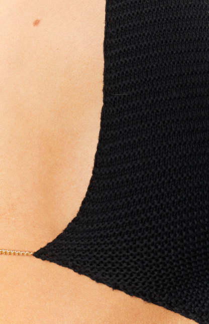 Aziel Black Knit Halter Top-Vavasi.All Rights Reserved.