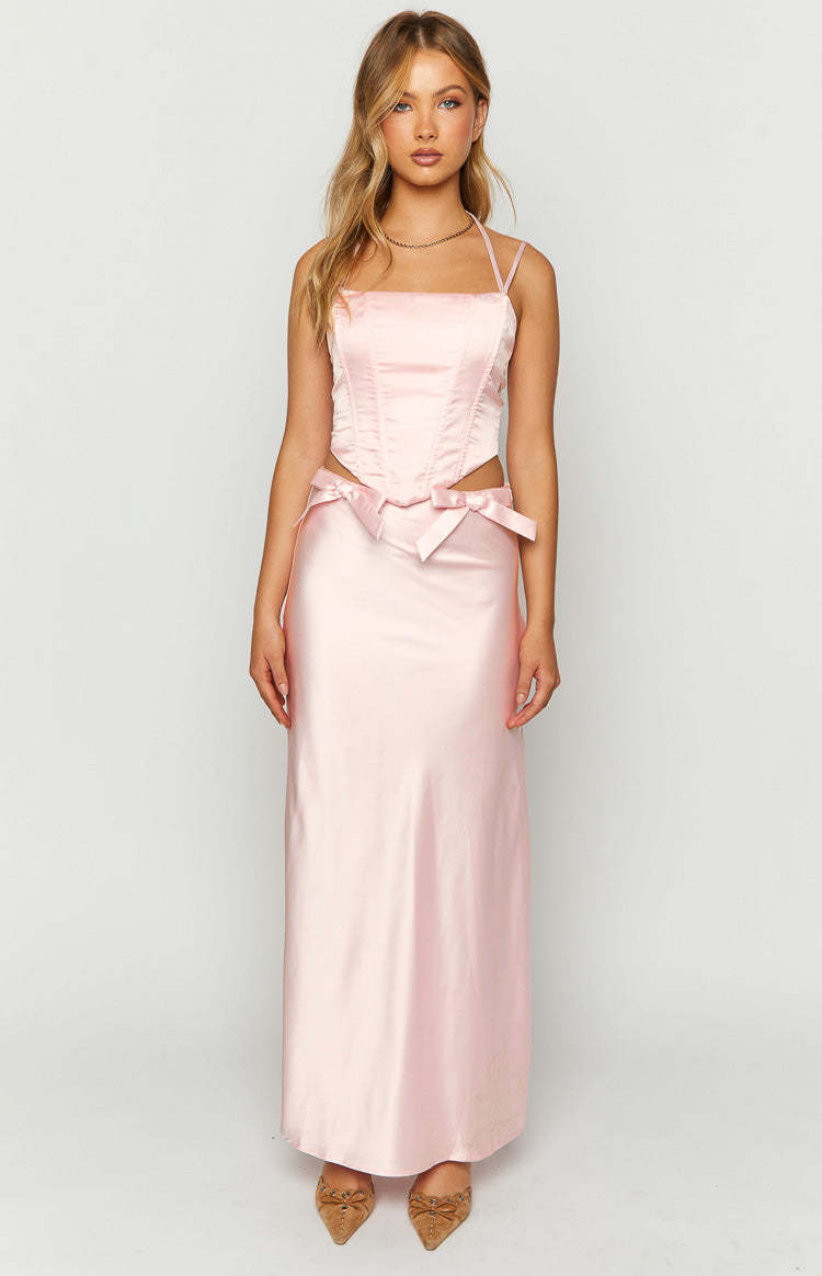 Azriel Pink Satin Corset Top-Vavasi.All Rights Reserved.