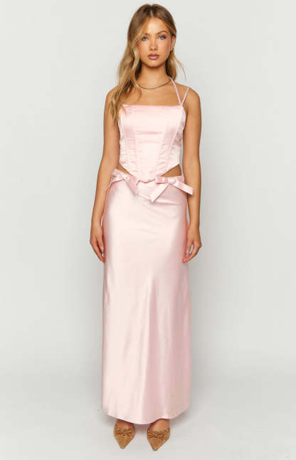 Azriel Pink Satin Corset Top-Vavasi.All Rights Reserved.
