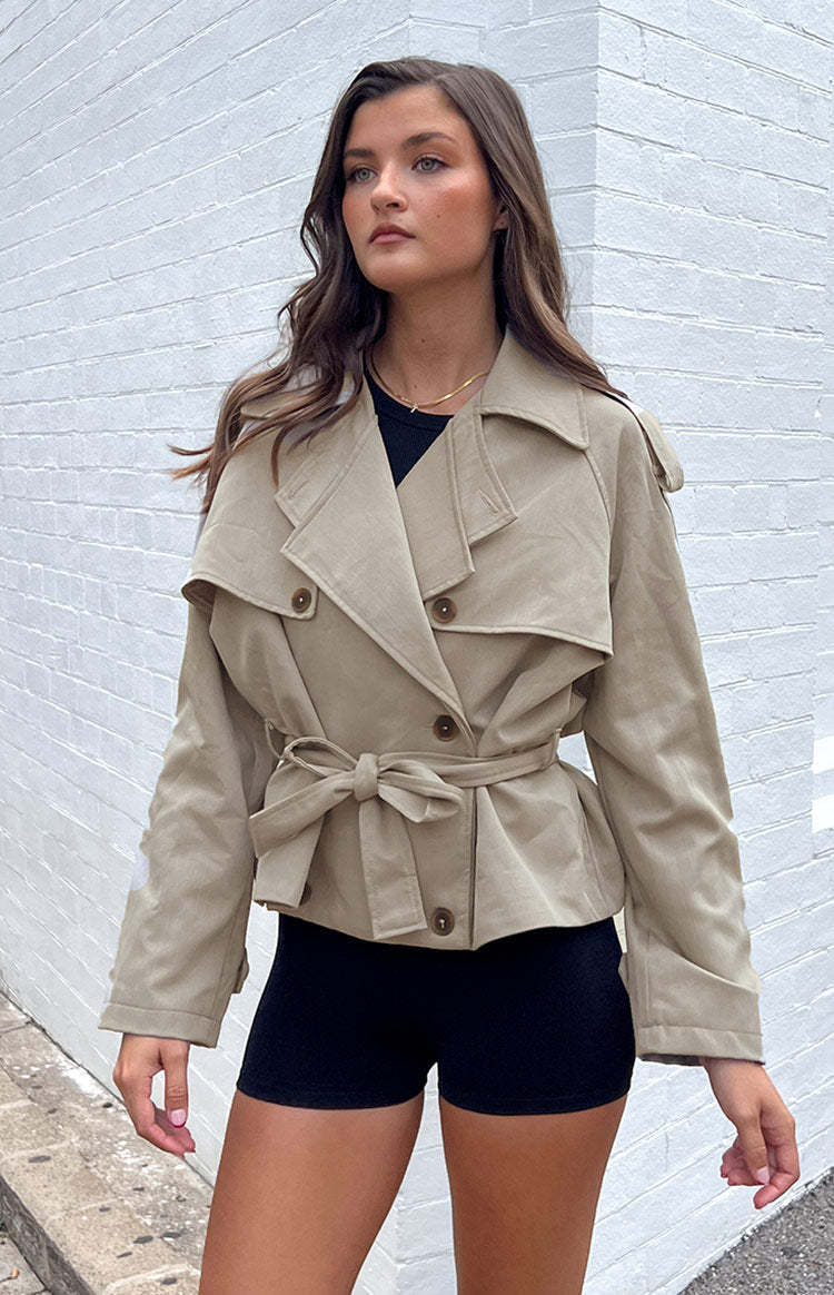 Azura Grey Cropped Trench Coat-Vavasi.All Rights Reserved.