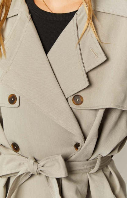 Azura Grey Cropped Trench Coat-Vavasi.All Rights Reserved.