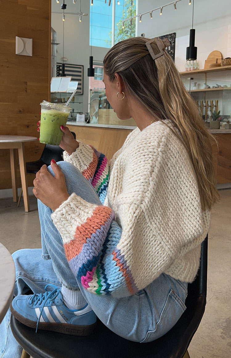 Bad Habits Cream Multi Knit Cardigan-Vavasi.All Rights Reserved.