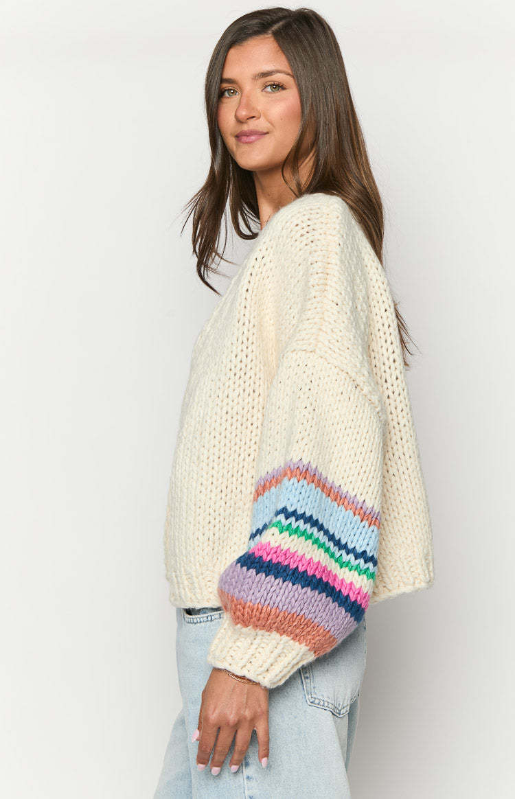 Bad Habits Cream Multi Knit Cardigan-Vavasi.All Rights Reserved.