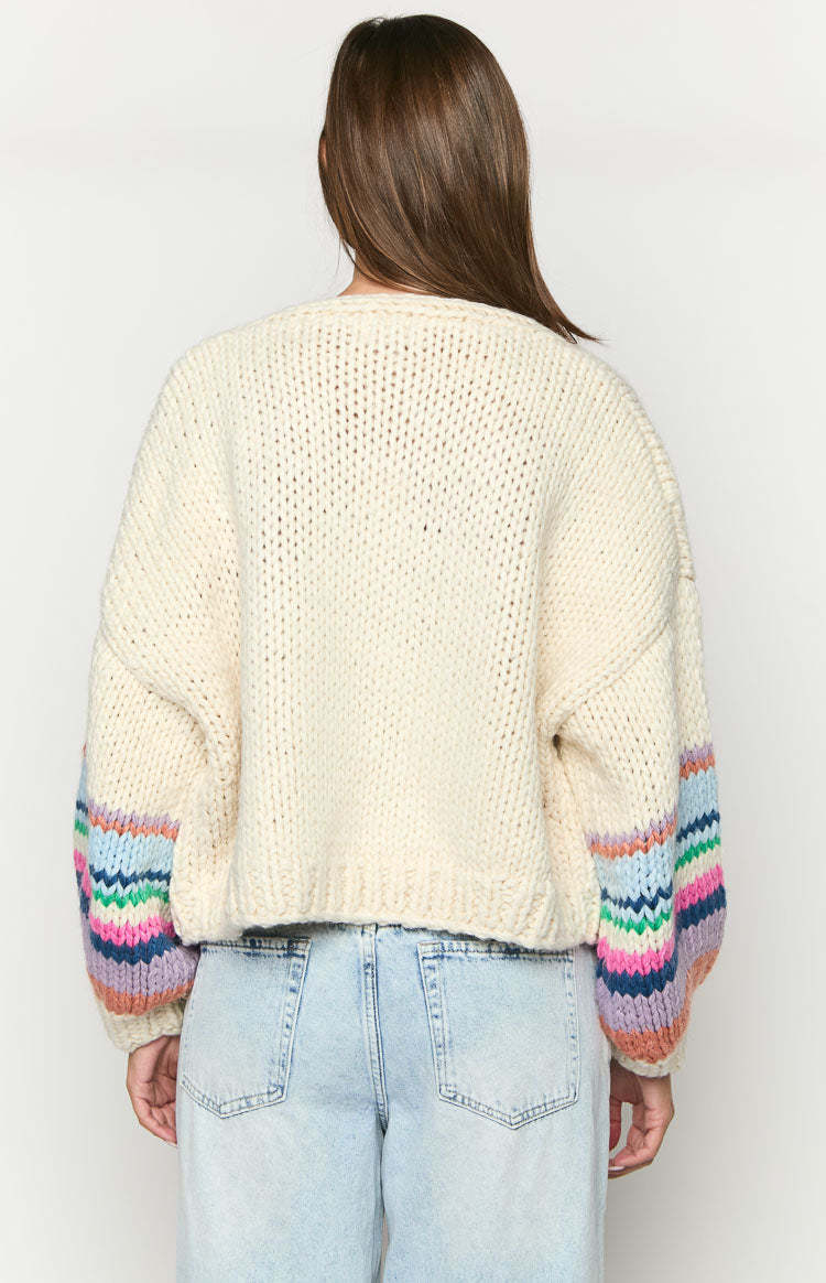 Bad Habits Cream Multi Knit Cardigan-Vavasi.All Rights Reserved.
