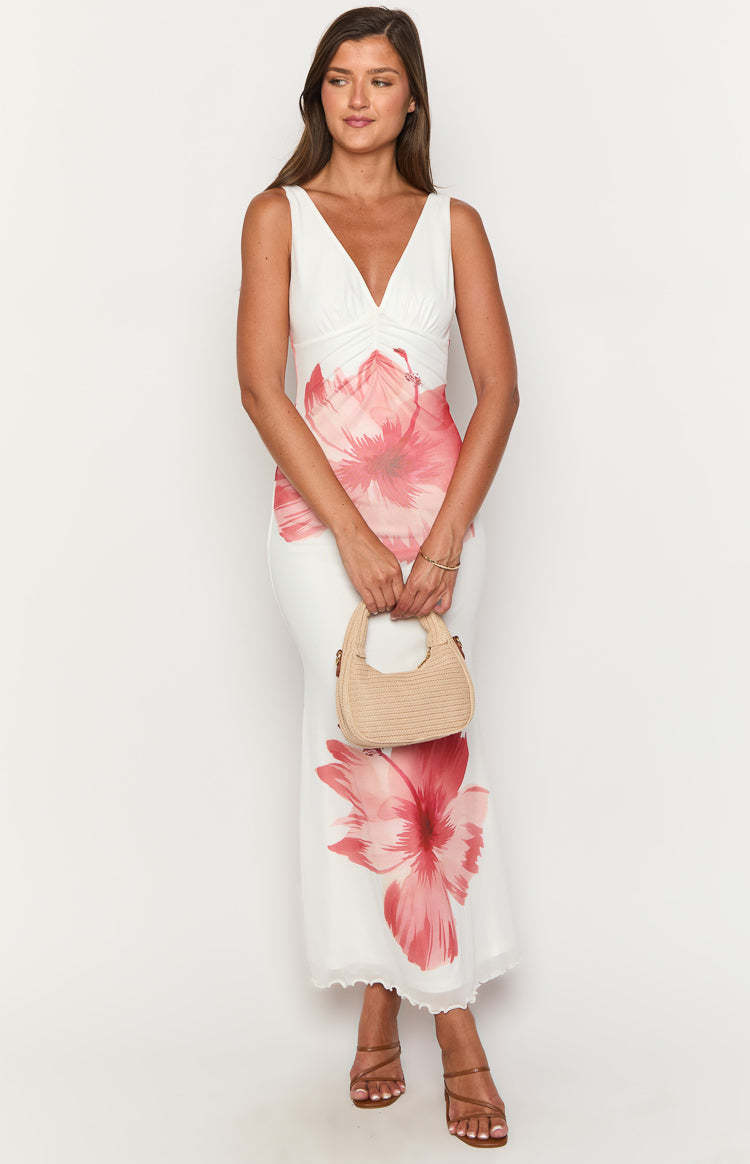 Beck White Floral Print Maxi Dress-Vavasi.All Rights Reserved.