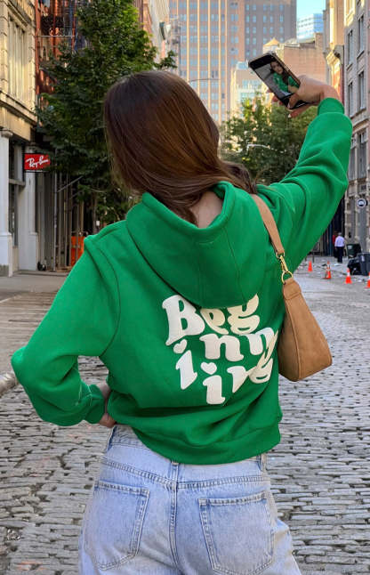 Beginning Green Snuggle Bubble Hoodie-Vavasi.All Rights Reserved.