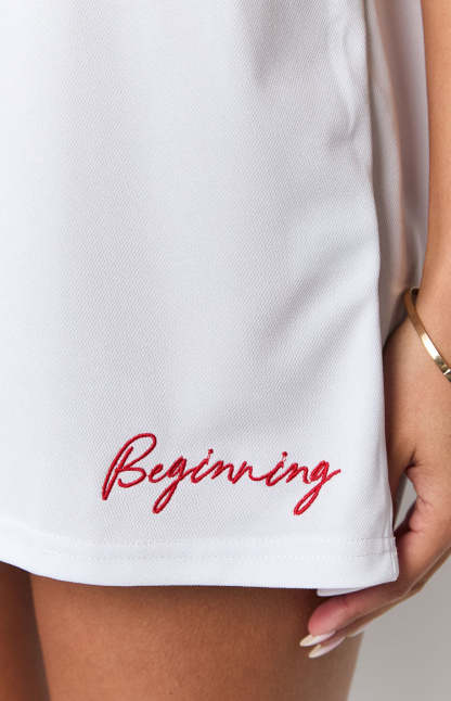 Beginning White Jersey Mini Dress-Vavasi.All Rights Reserved.