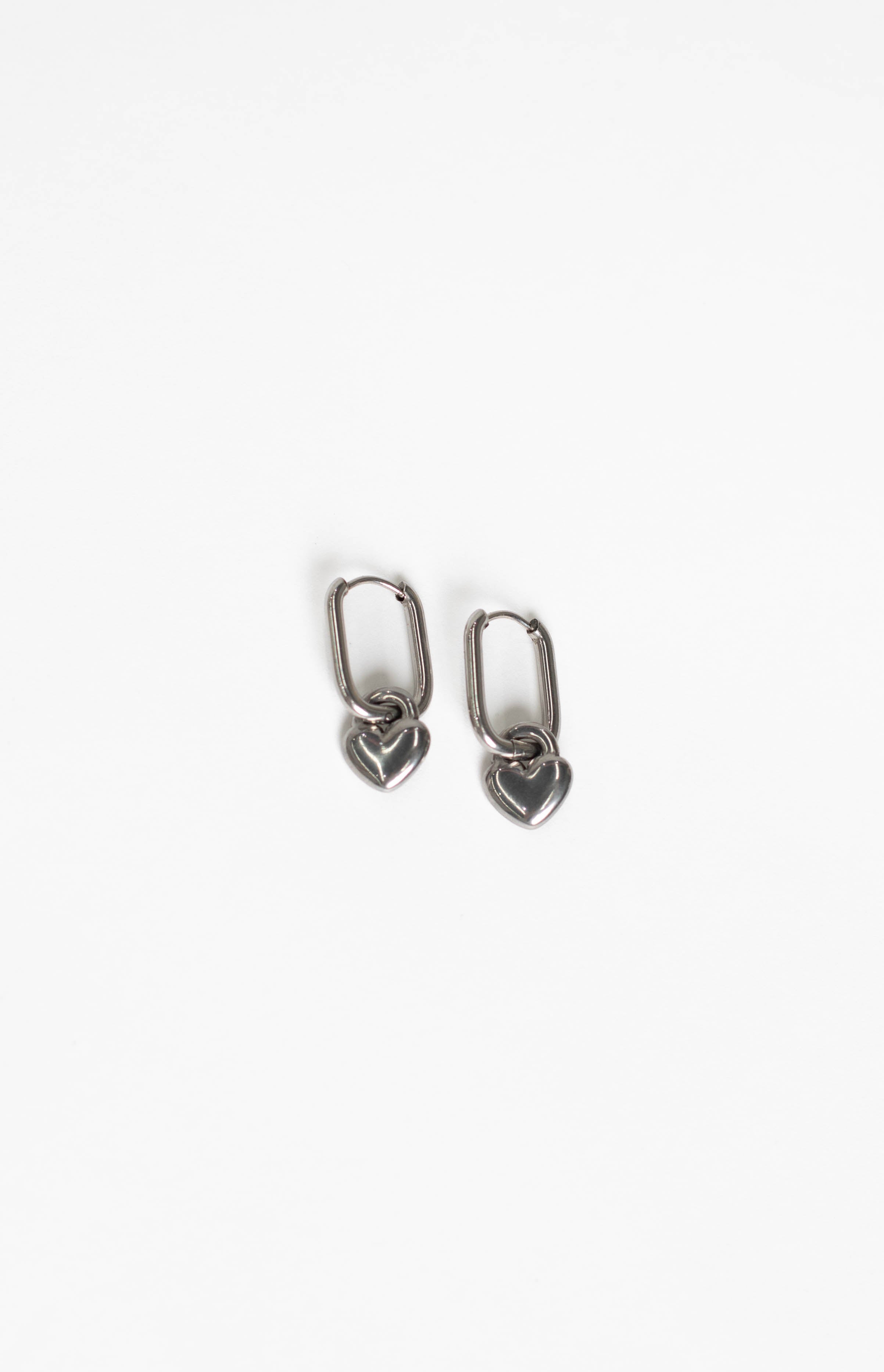 Berni Silver Heart Hoop Earrings-Vavasi.All Rights Reserved.