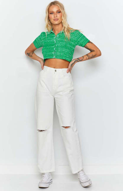 Beth Knit Polo Green-Vavasi.All Rights Reserved.