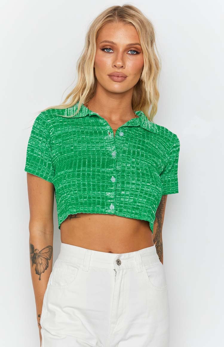 Beth Knit Polo Green-Vavasi.All Rights Reserved.