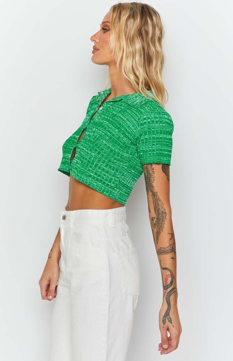 Beth Knit Polo Green-Vavasi.All Rights Reserved.
