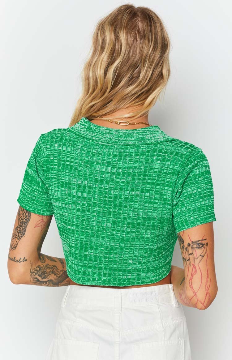 Beth Knit Polo Green-Vavasi.All Rights Reserved.