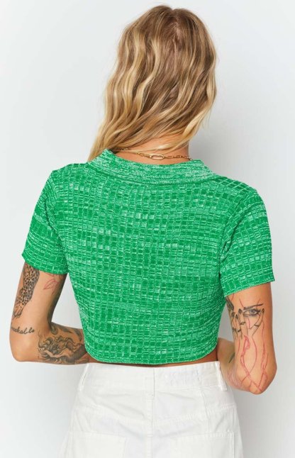 Beth Knit Polo Green-Vavasi.All Rights Reserved.