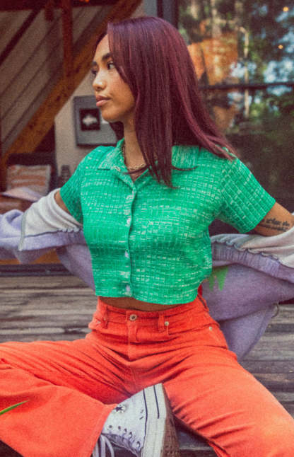 Beth Knit Polo Green-Vavasi.All Rights Reserved.