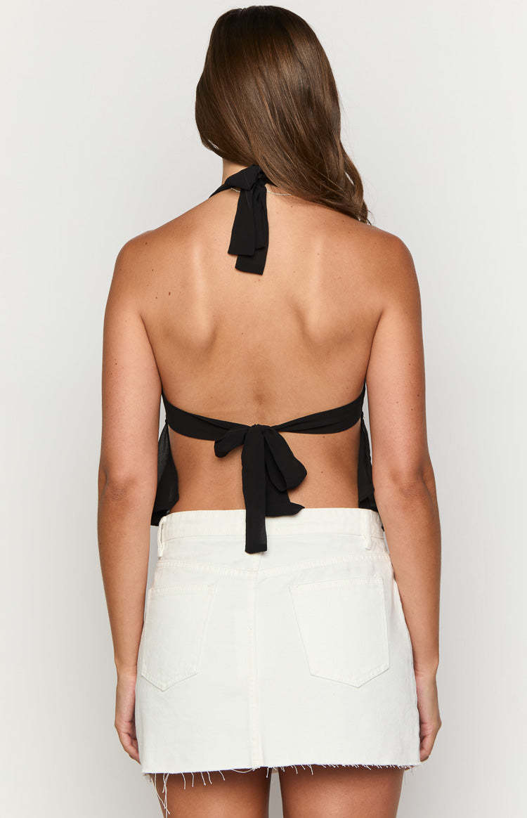 Brielle Black Halter Top-Vavasi.All Rights Reserved.