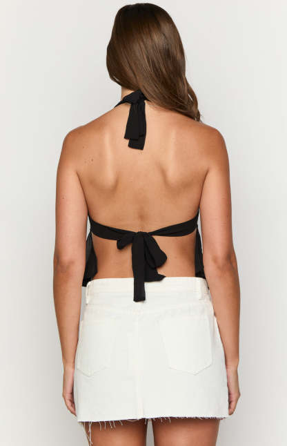 Brielle Black Halter Top-Vavasi.All Rights Reserved.