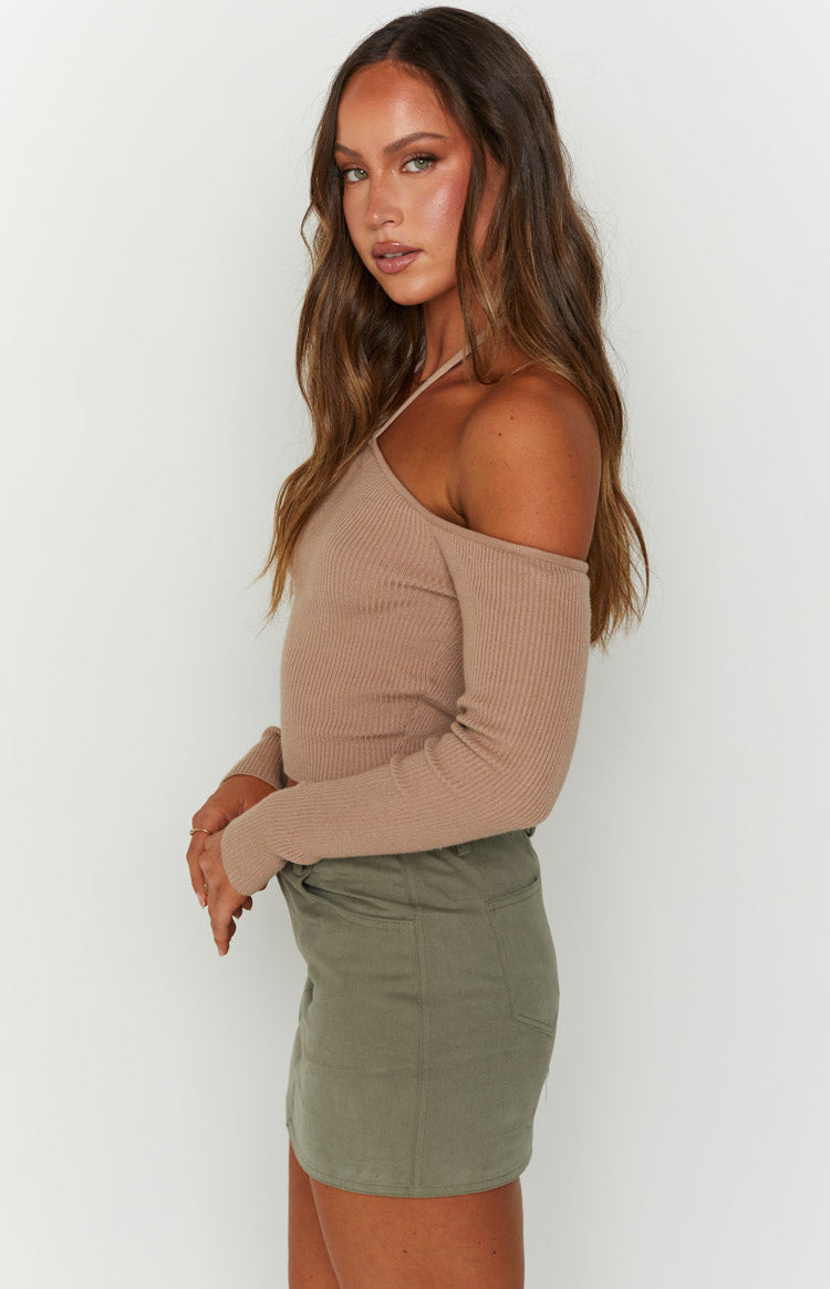 Back For You Light Brown Off Shoulder Top-Vavasi.All Rights Reserved.