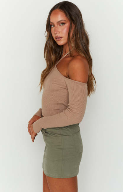 Back For You Light Brown Off Shoulder Top-Vavasi.All Rights Reserved.