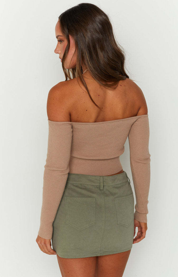 Back For You Light Brown Off Shoulder Top-Vavasi.All Rights Reserved.