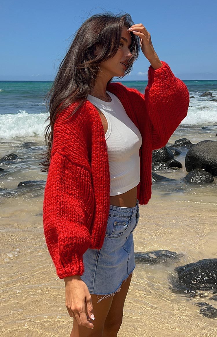 Bad Habits Red Knit Cardigan-Vavasi.All Rights Reserved.