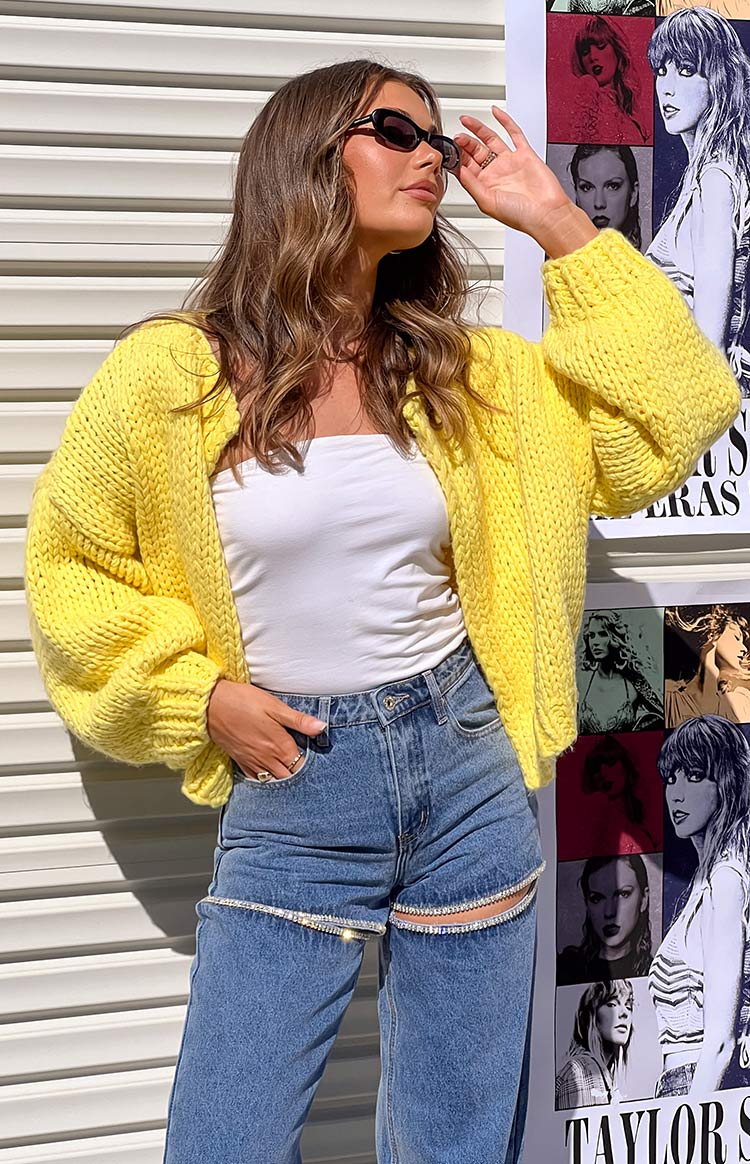 Bad Habits Yellow Knit Cardigan-Vavasi.All Rights Reserved.