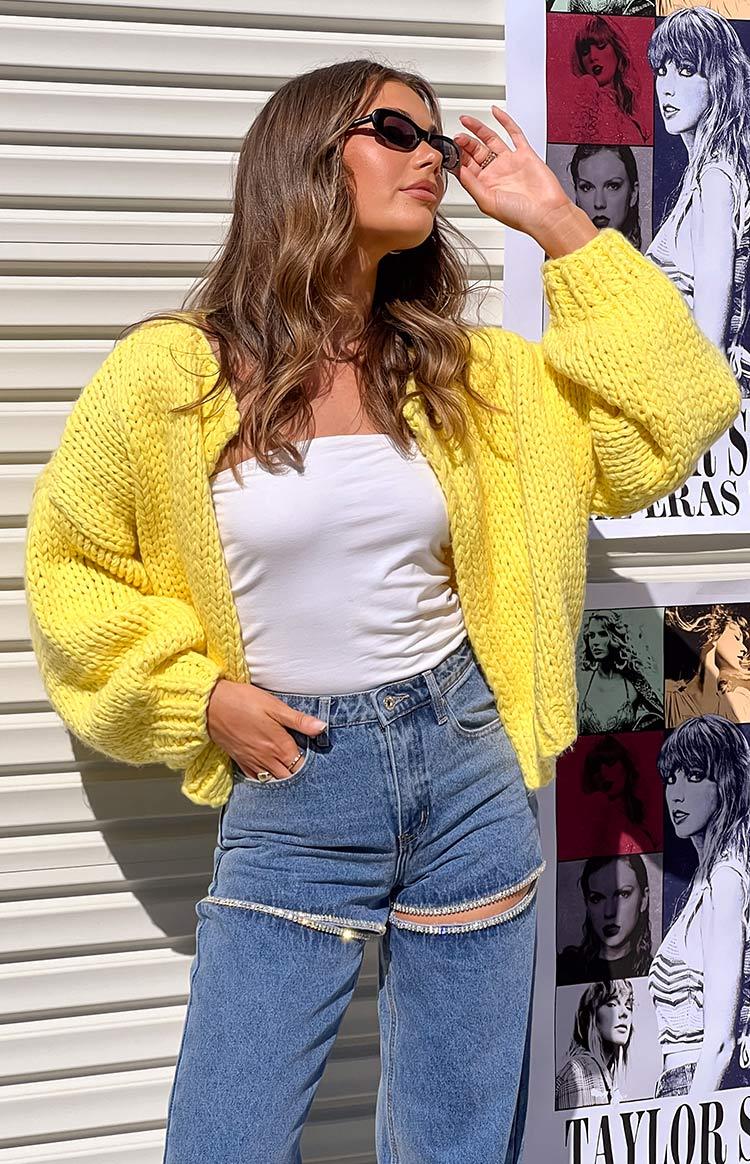 Bad Habits Yellow Knit Cardigan-Vavasi.All Rights Reserved.