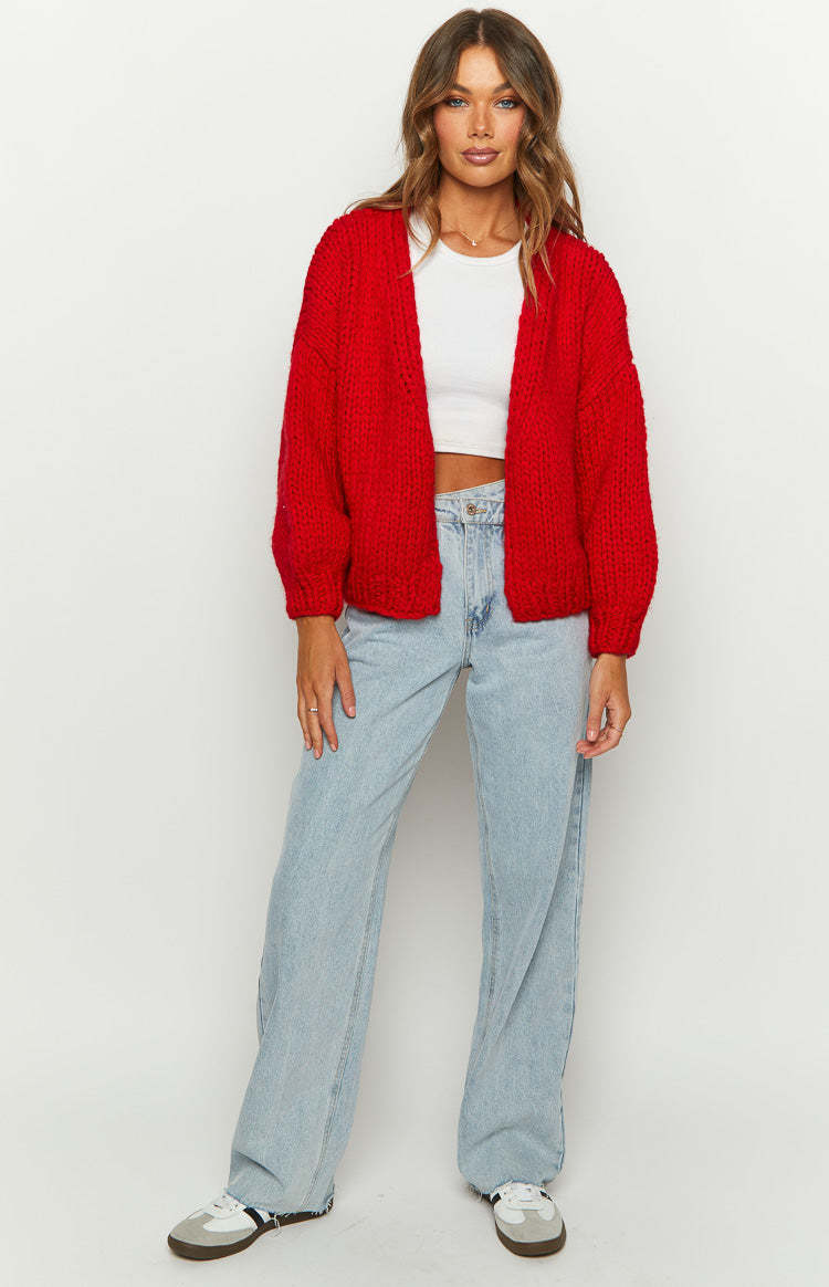 Bad Habits Red Knit Cardigan-Vavasi.All Rights Reserved.