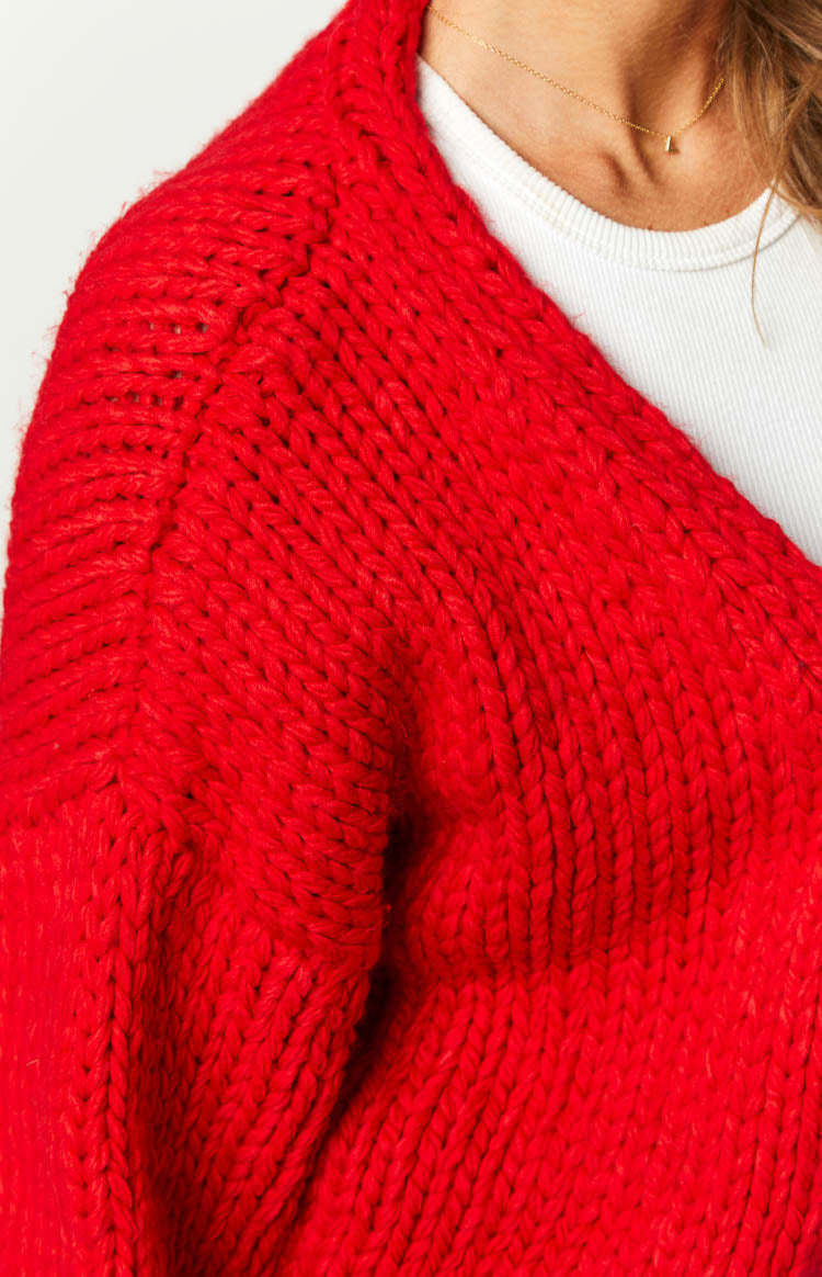 Bad Habits Red Knit Cardigan-Vavasi.All Rights Reserved.
