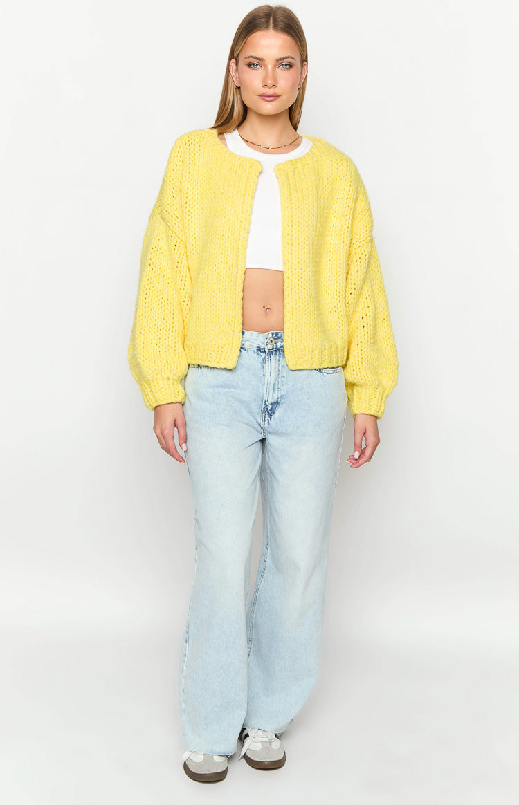 Bad Habits Yellow Knit Cardigan-Vavasi.All Rights Reserved.