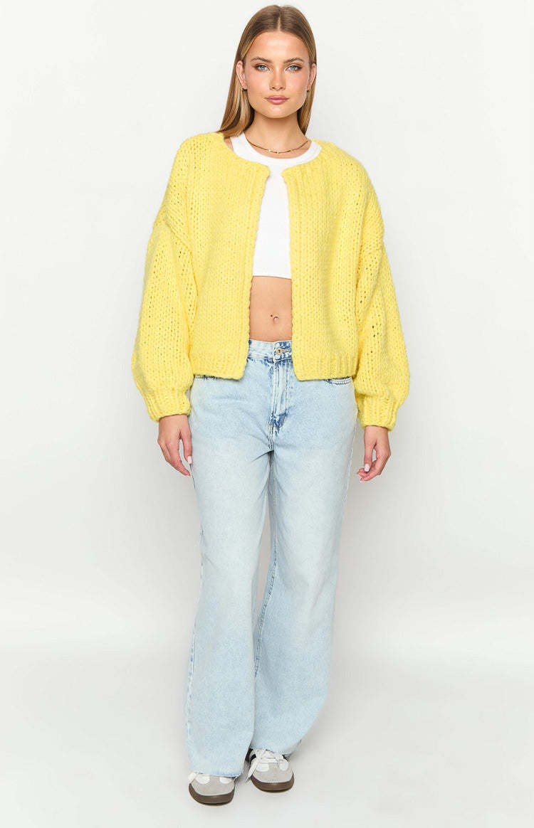 Bad Habits Yellow Knit Cardigan-Vavasi.All Rights Reserved.