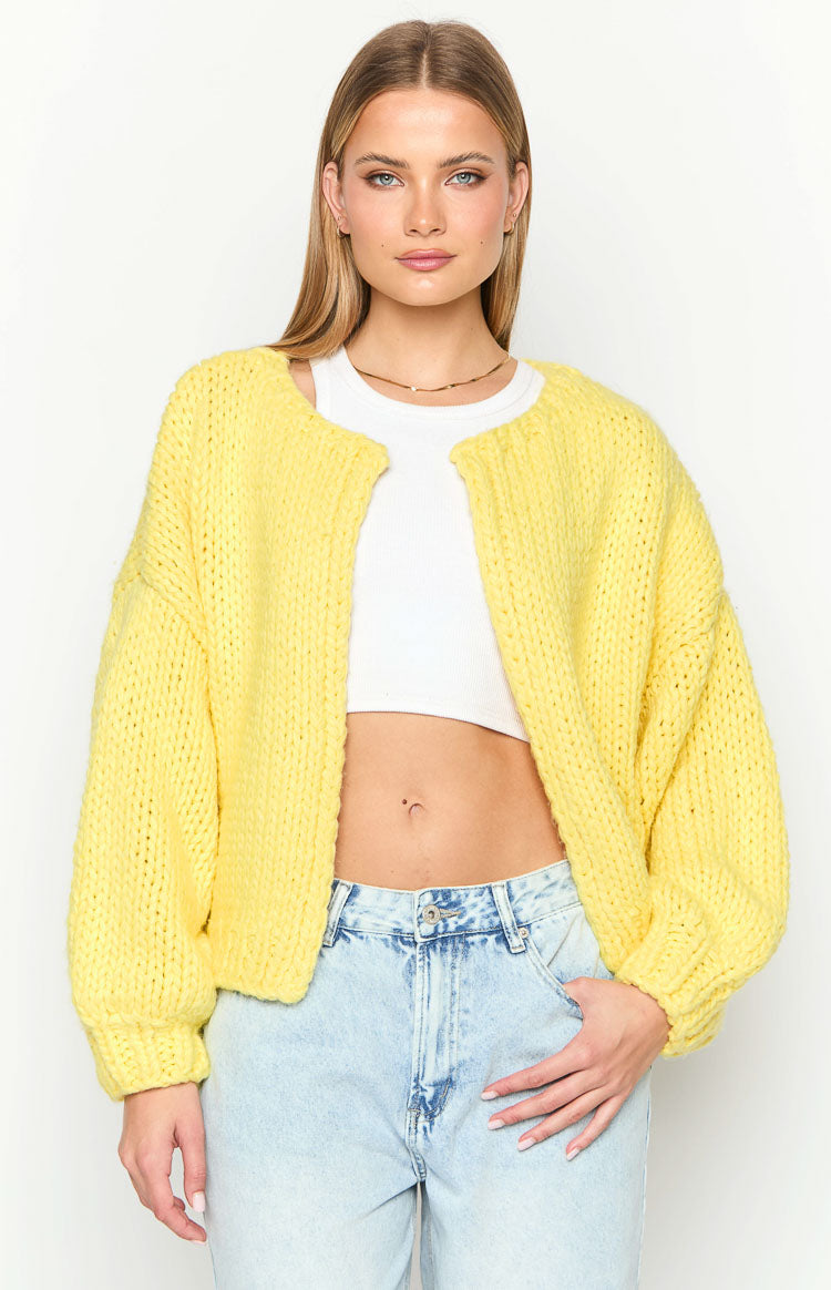 Bad Habits Yellow Knit Cardigan-Vavasi.All Rights Reserved.