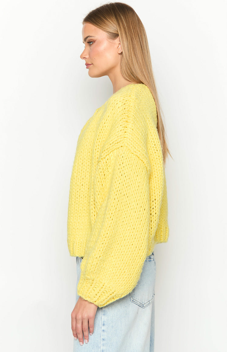 Bad Habits Yellow Knit Cardigan-Vavasi.All Rights Reserved.