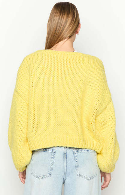 Bad Habits Yellow Knit Cardigan-Vavasi.All Rights Reserved.
