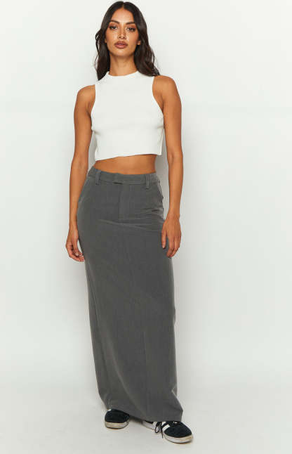 Banksi Grey Maxi Skirt-Vavasi.All Rights Reserved.