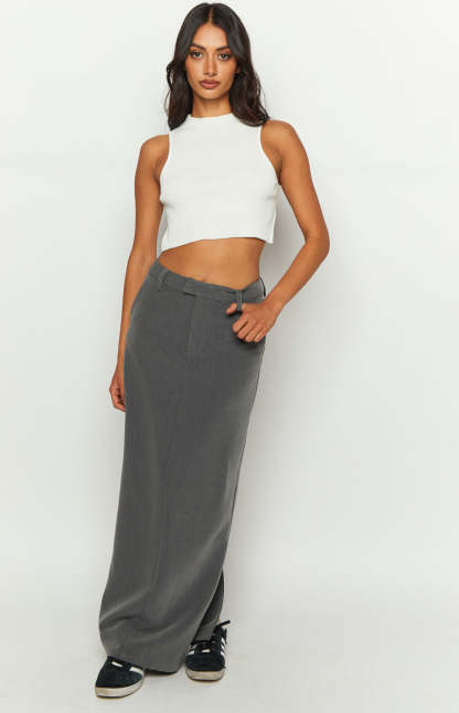 Banksi Grey Maxi Skirt-Vavasi.All Rights Reserved.