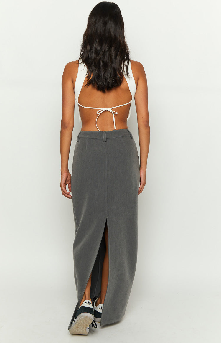 Banksi Grey Maxi Skirt-Vavasi.All Rights Reserved.