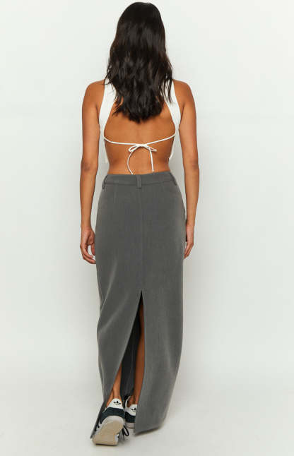 Banksi Grey Maxi Skirt-Vavasi.All Rights Reserved.
