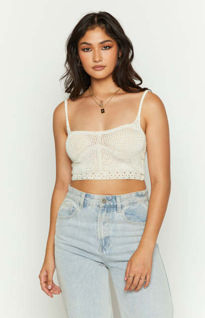 Barbara Cream Crochet Top-Vavasi.All Rights Reserved.