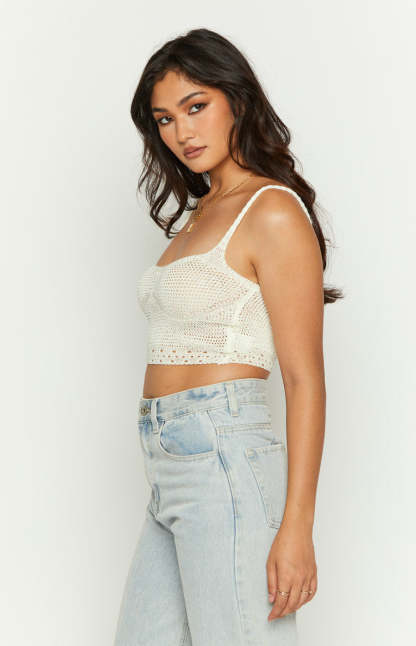 Barbara Cream Crochet Top-Vavasi.All Rights Reserved.