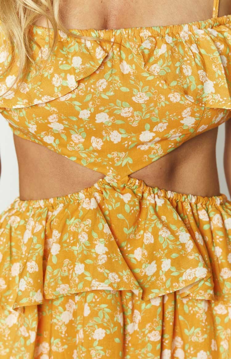 Alyssa Orange Floral Ruffle Mini Dress-Vavasi.All Rights Reserved.