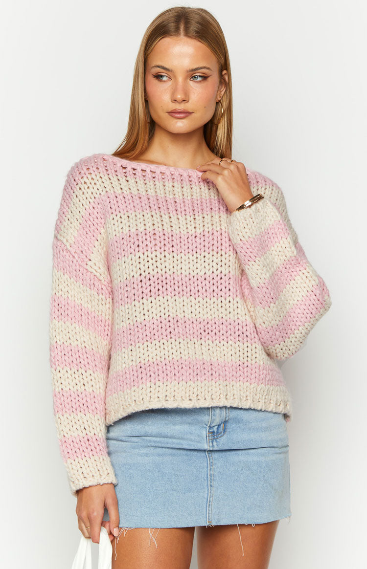 Bea Pink Striped Sweater-Vavasi.All Rights Reserved.