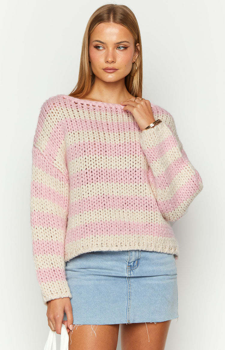 Bea Pink Striped Sweater-Vavasi.All Rights Reserved.