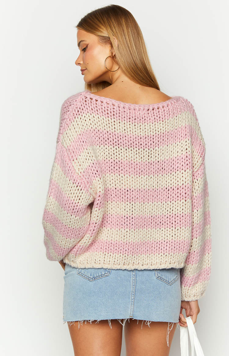 Bea Pink Striped Sweater-Vavasi.All Rights Reserved.