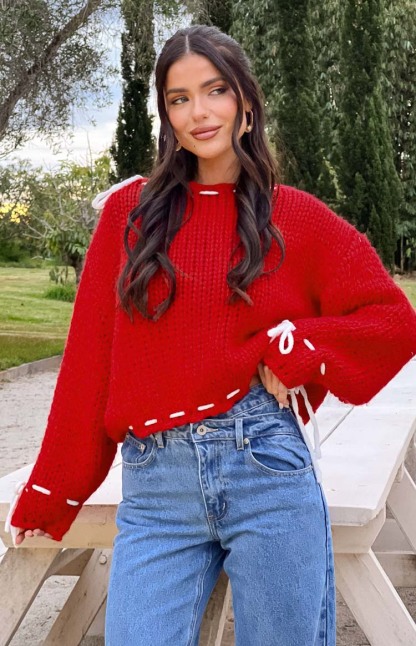 Bea Red Sweater-Vavasi.All Rights Reserved.