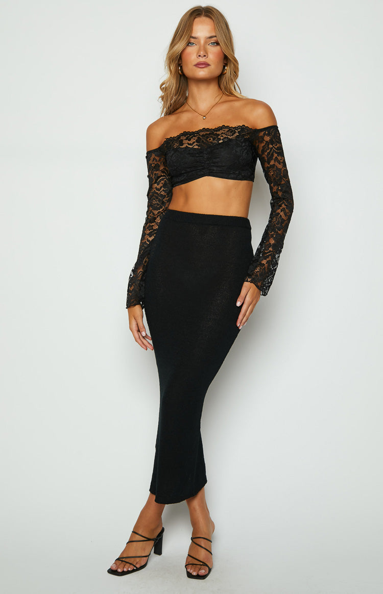Beatrix Black Lace Long Sleeve Crop Top-Vavasi.All Rights Reserved.