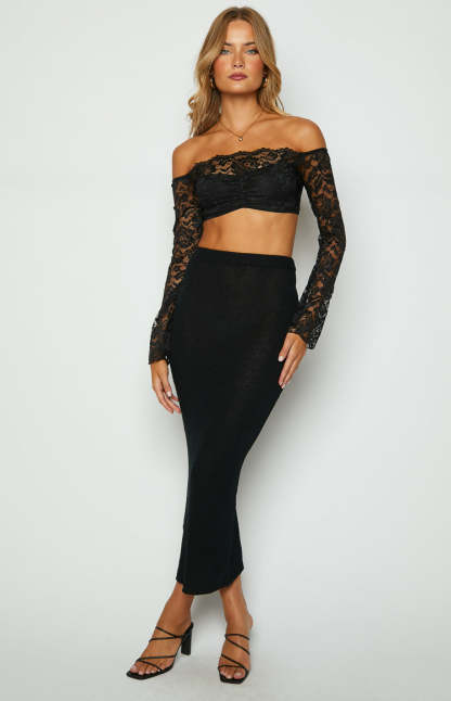 Beatrix Black Lace Long Sleeve Crop Top-Vavasi.All Rights Reserved.