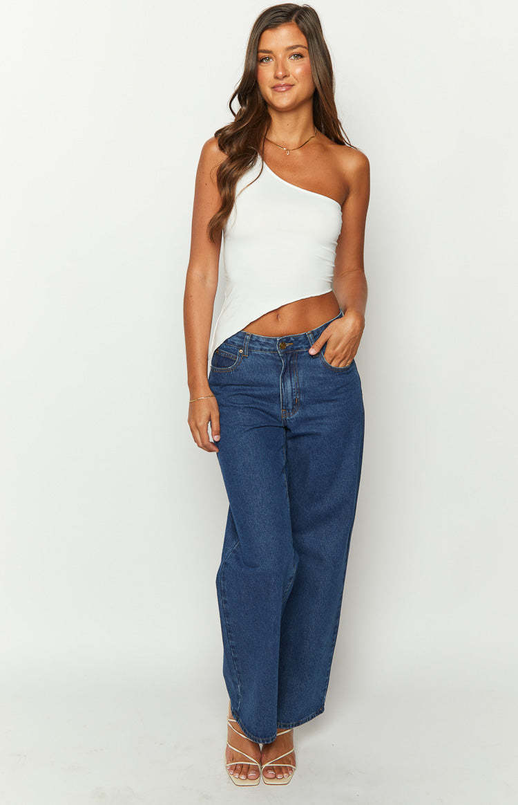 Beauty White One Shoulder Top-Vavasi.All Rights Reserved.
